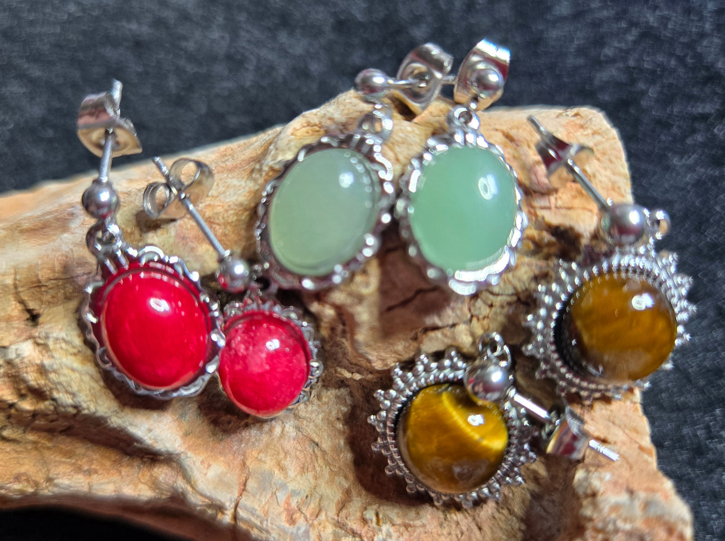 Genuine Stone Post back Earrings