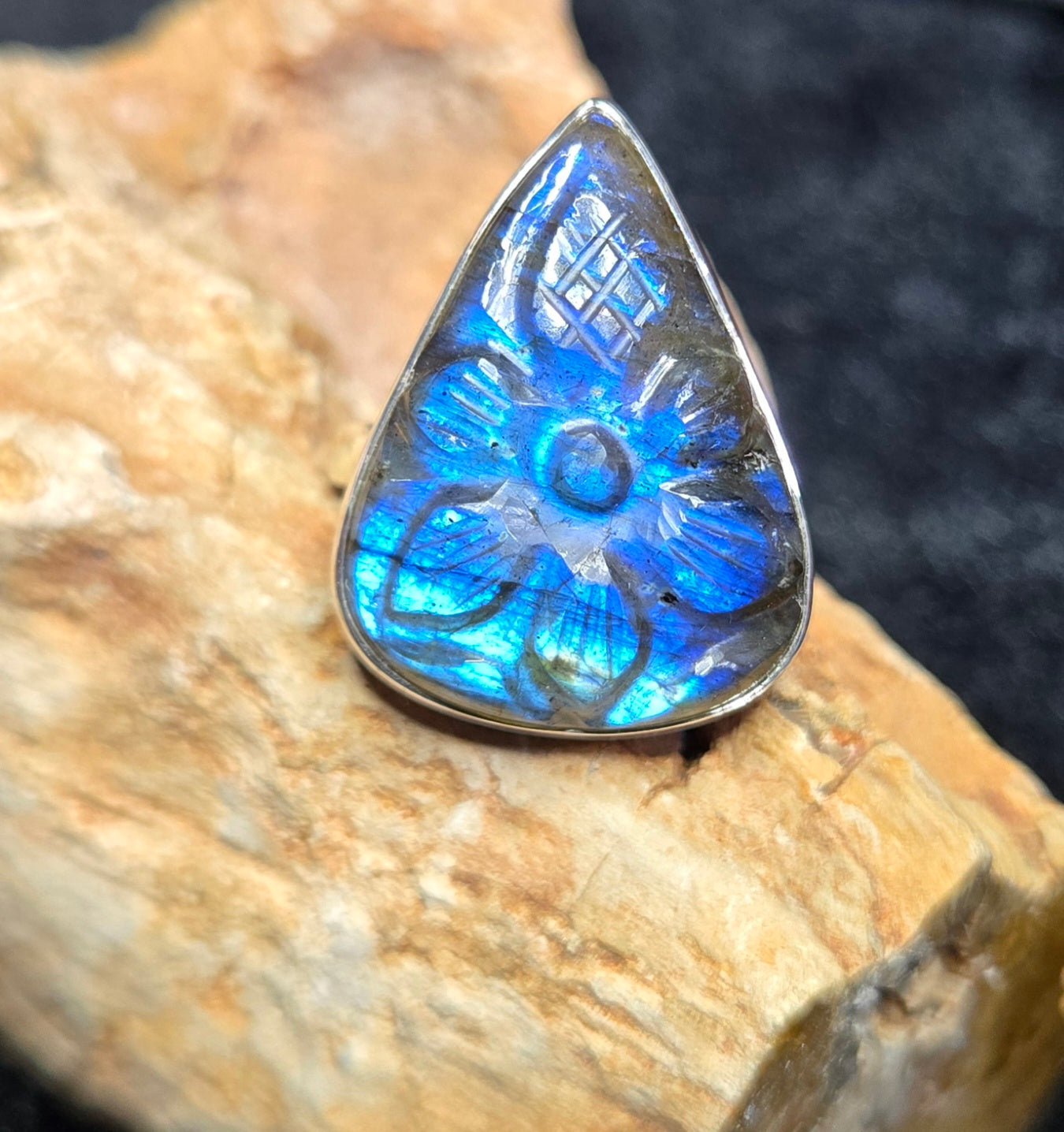 Carved Labradorite Flower 8