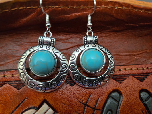 Silver and turquoise with sterling silver hook