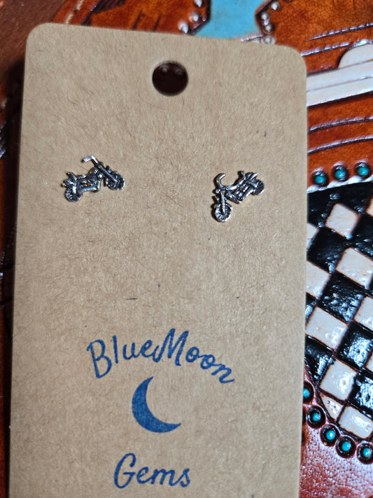 Sterling Silver Motorcycle Studback Earrings