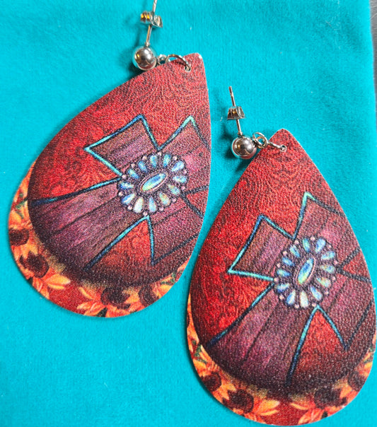 Faux Leather w/sterling ear hooks
