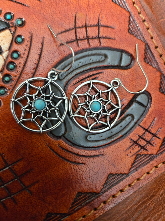 Silver and turquoise with sterling silver hook