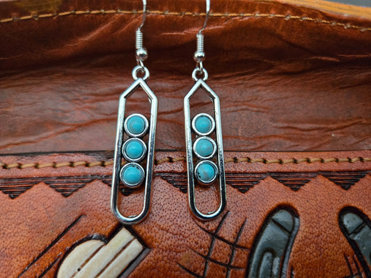 Silver and turquoise with sterling silver hook