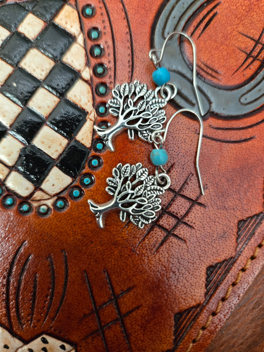 Silver and turquoise with sterling silver hook