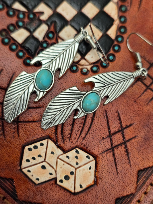 Silver and turquoise with sterling silver hook