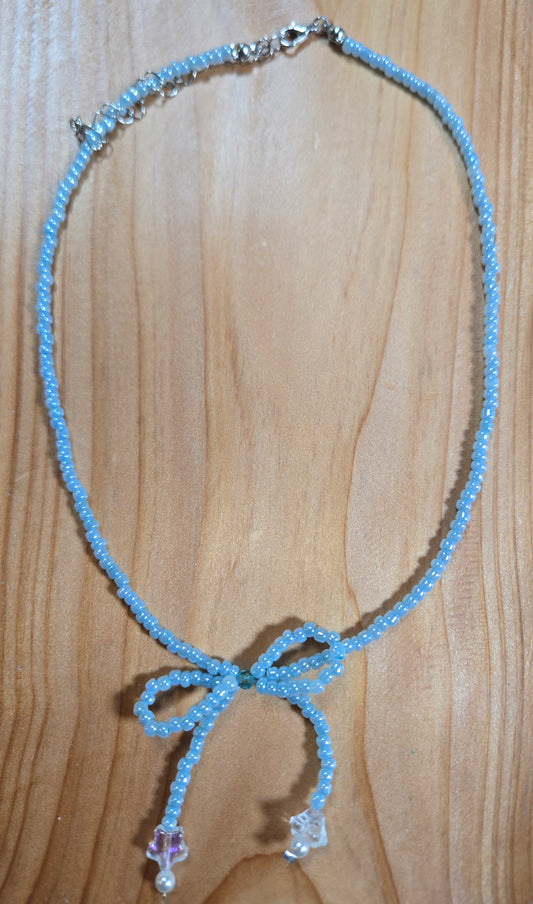 Blue Bow Necklace