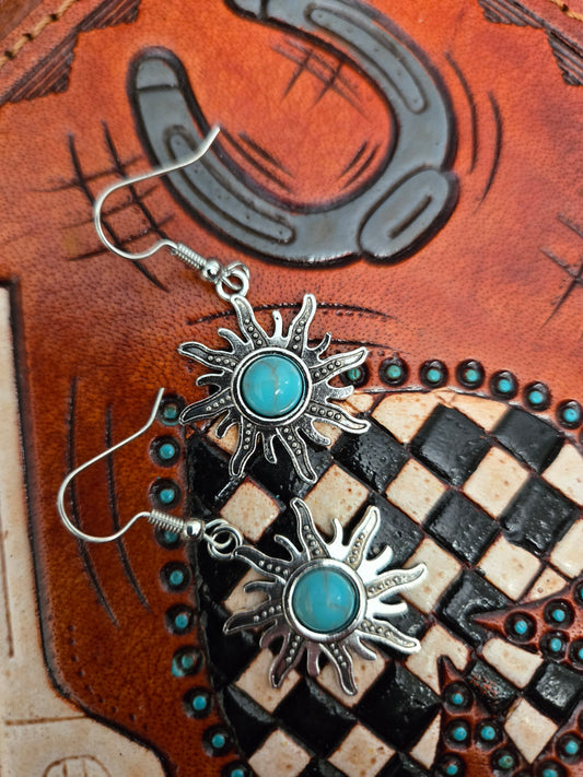 Silver and turquoise with sterling silver hook