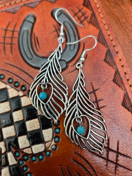 Silver and turquoise with sterling silver hook
